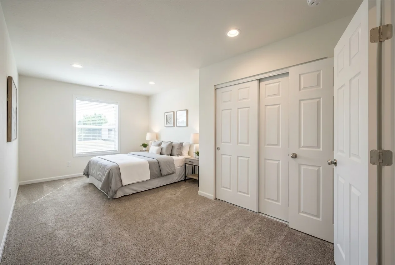 Illustration of the main bedroom in the Sandpointe 14663A (finishes and options may vary)