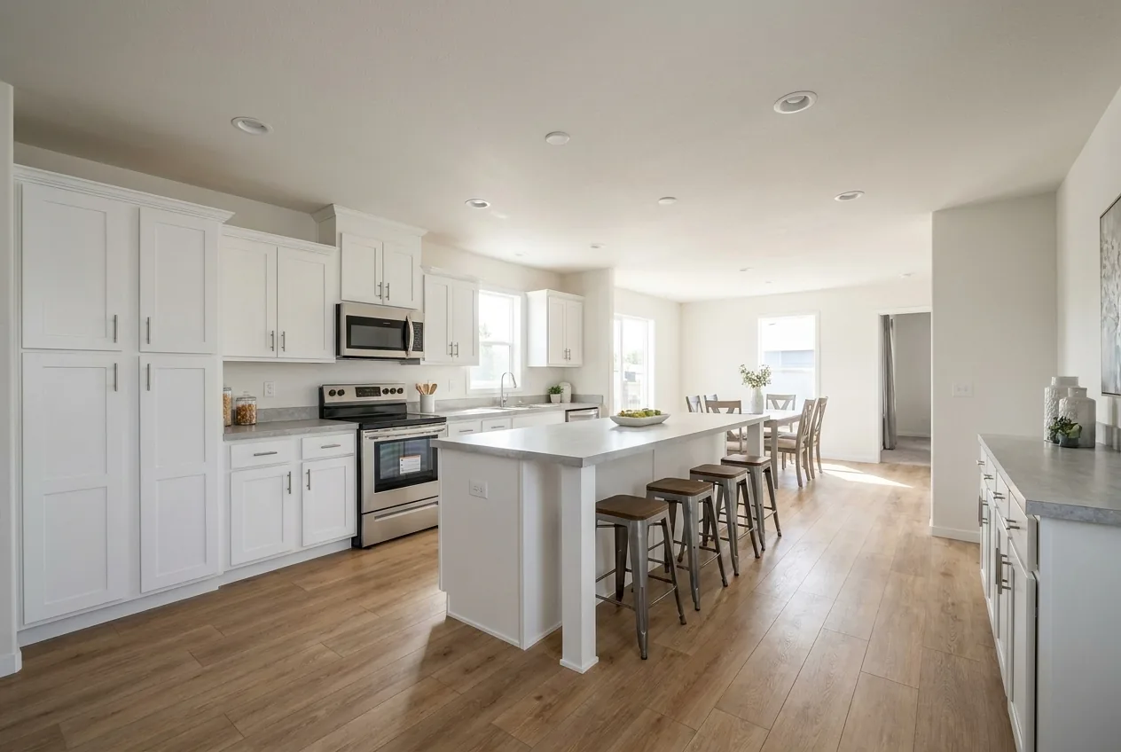 Illustration of the kitchen in the Eagle 28483C (finishes and options may vary)