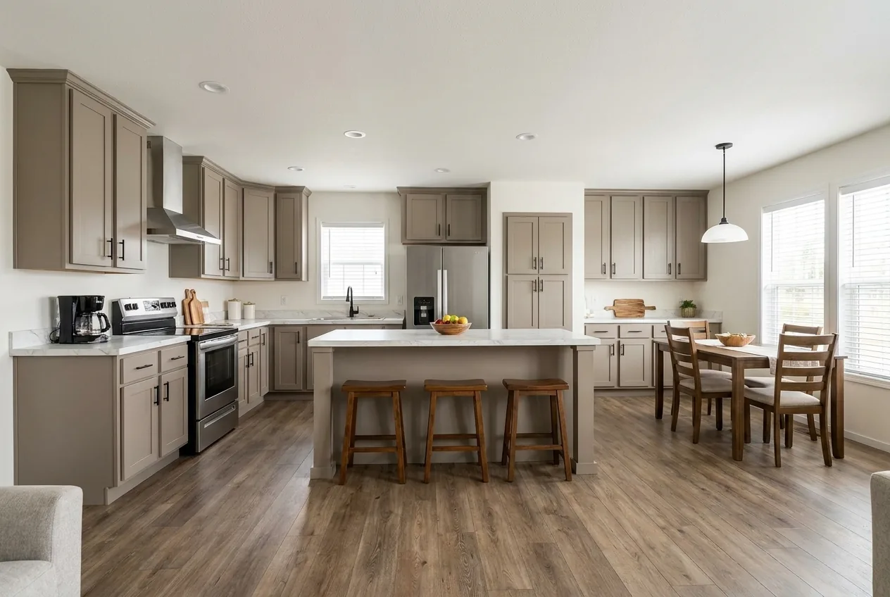 Illustration of the kitchen in the Juniper 28563L (finishes and options may vary)