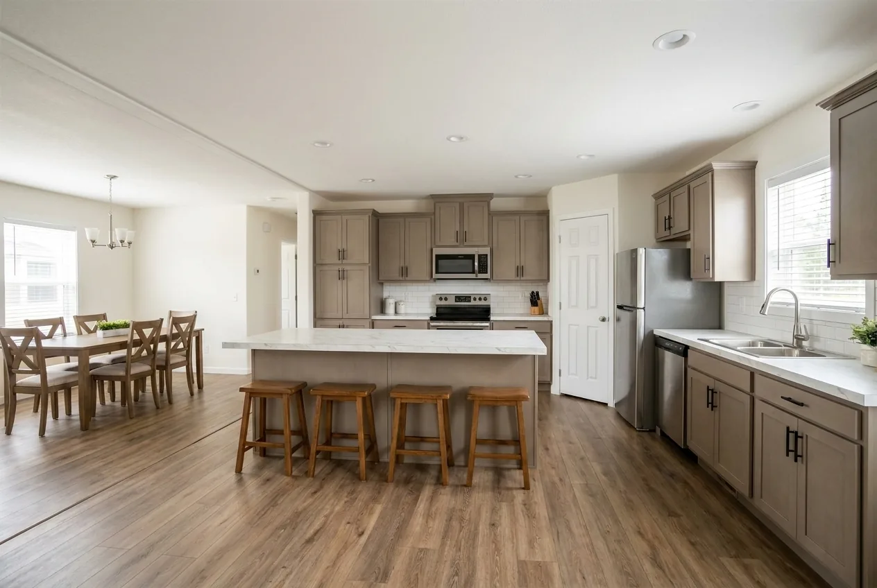 Illustration of the kitchen in the Pure 28563M (finishes and options may vary)