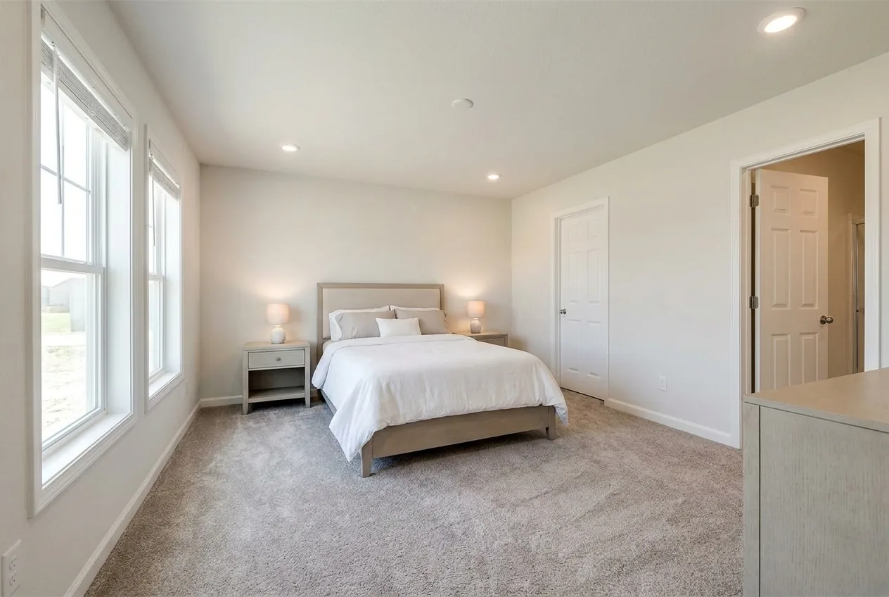 Illustration of the main bedroom in the Evergreen 28603Z (finishes and options may vary)