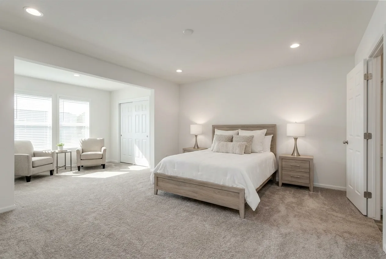 Illustration of the master bedroom in the Wilson 28714A (finishes and options may vary)